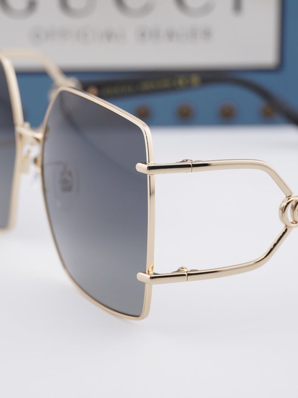 Gucci GG1564SA 001 Women Square Sunglasses - Endura Gold / Grey Gradient - Picture 11 of 13